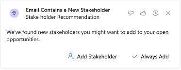 Insight card for recommended stakeholder