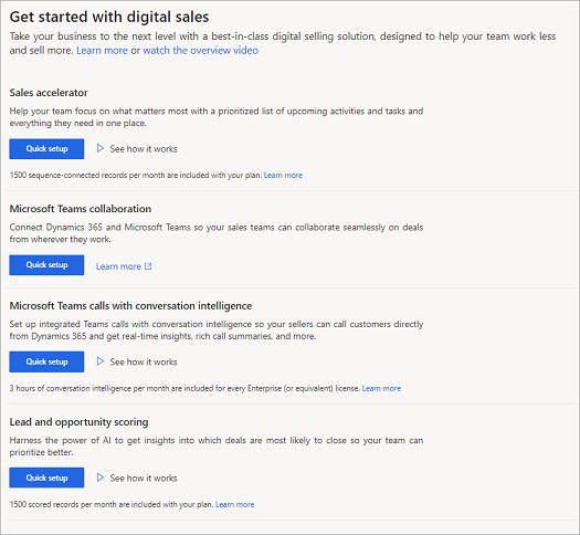 Get started page for setting up digital sales.