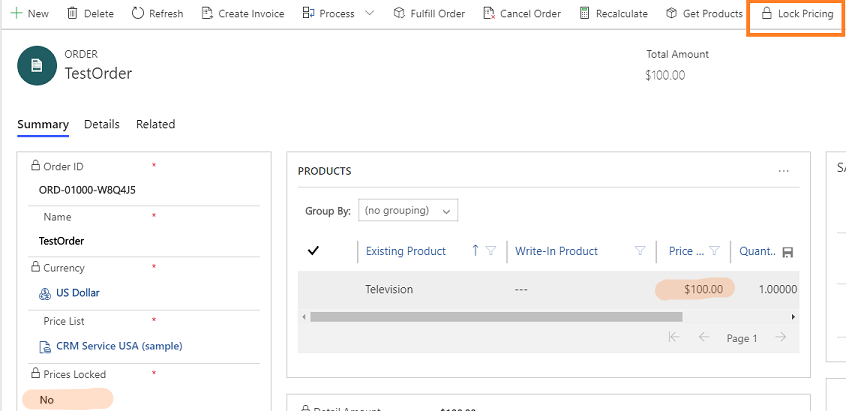 Screenshot of editing the pricing for a product in Unified Interface.