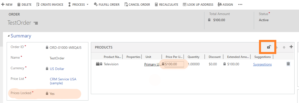 Screenshot of editing the pricing for a product in the legacy web client.
