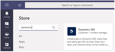 Search for and select Dynamics 365.