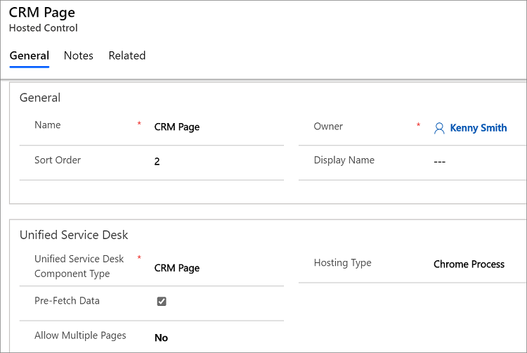 CRM Page hosted control.