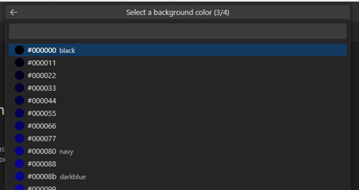 Screenshot showing background colors.