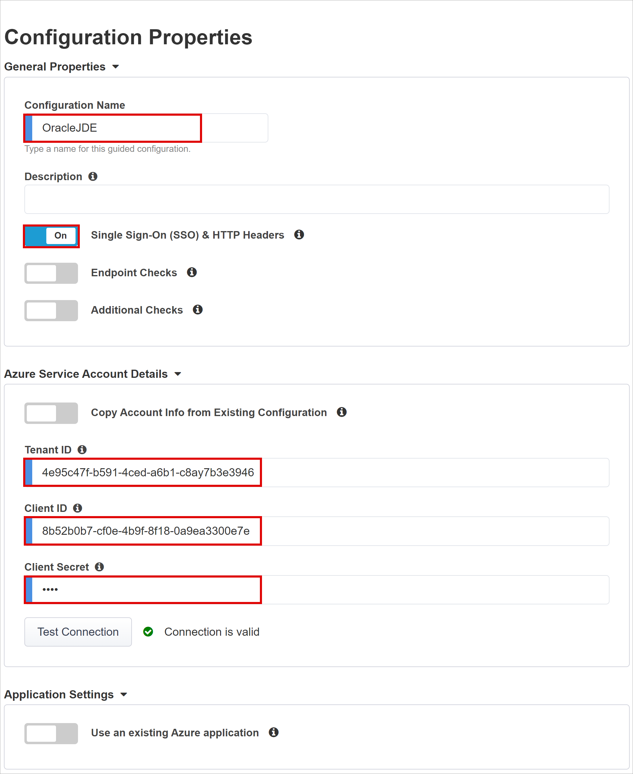 Screenshot of options and selections for Configuration Properties.