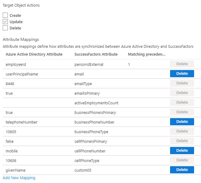 Writeback attribute mapping