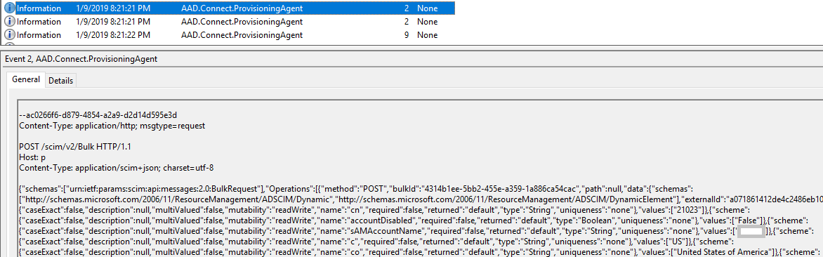 Screenshot that shows the 'HTTP POST' record in the 'Provisioning Agent' log.