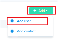 Screenshot shows the Add user option selected.