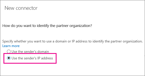 Screenshot that shows to choose the IP address to identify your partner organization.