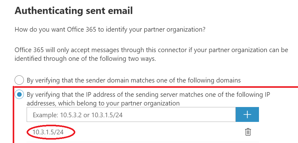 Screenshot that shows the screen on which the mails by partner organization are identified by IP address of the sender.