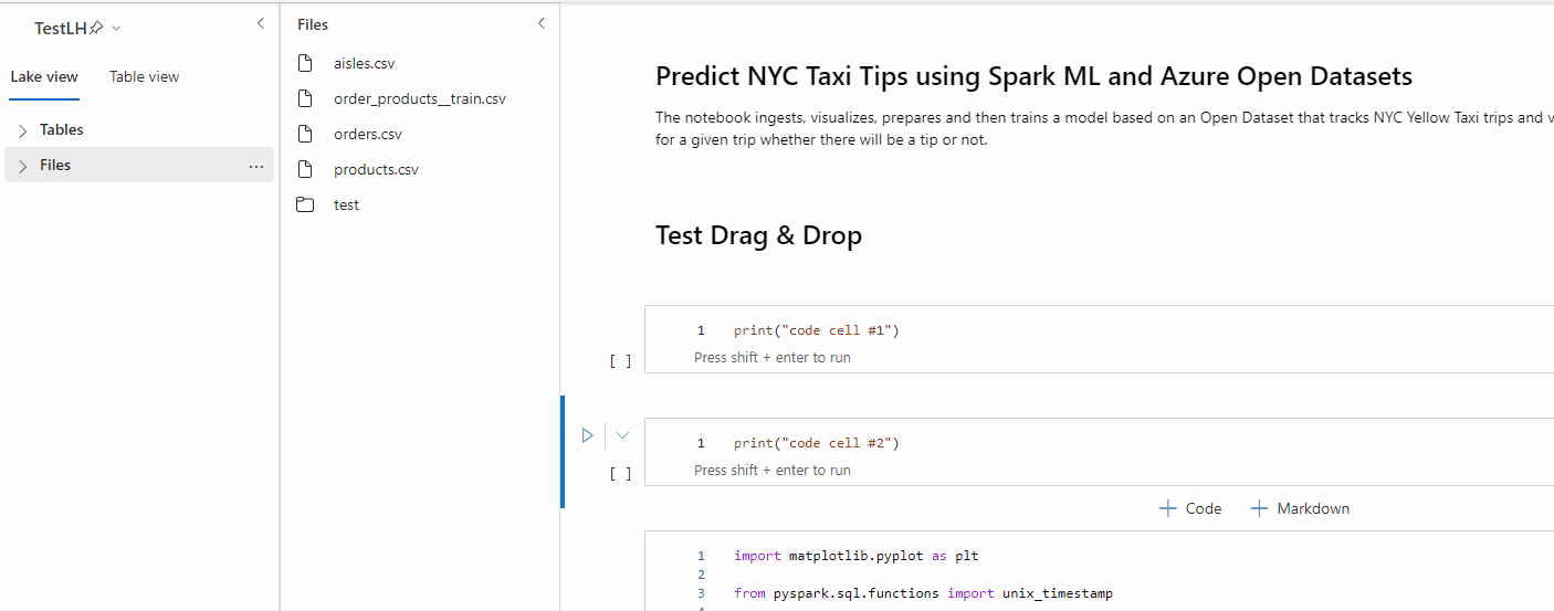 Animated GIF of drag and drop to insert snippets.