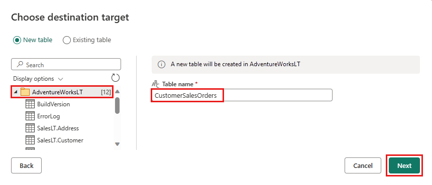 Screenshot of the Choose destination target window.