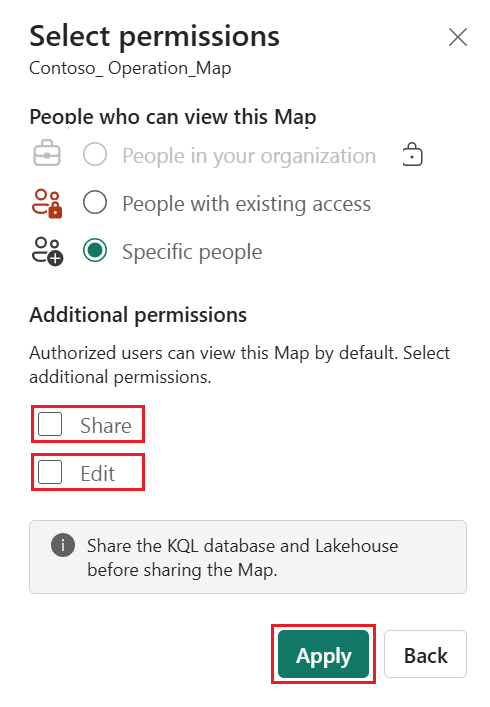 A screenshot showing the select permissions screen.
