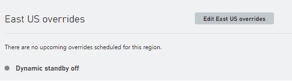 Regions Override Dynamic Standby Off