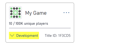 My Studios view of Development Mode title tag