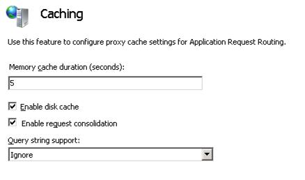 Screenshot of the Caching pane with enabled disk cache and request consolidation.