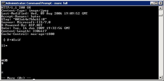 Screenshot shows a command prompt window that displays the header.