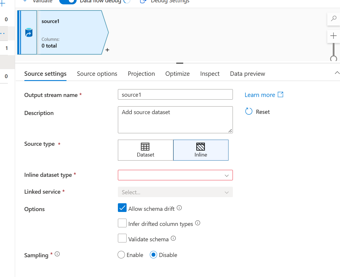 Image shows inline source type selected.