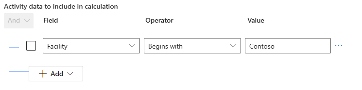 Screenshot showing Operator set as Begins with.