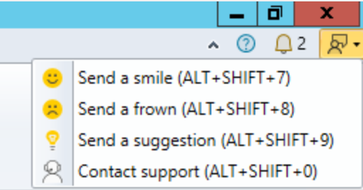 Screenshot of the submit feedback icon in Configuration Manager.