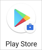 Screenshot of Google Play Store icon with briefcase badge.