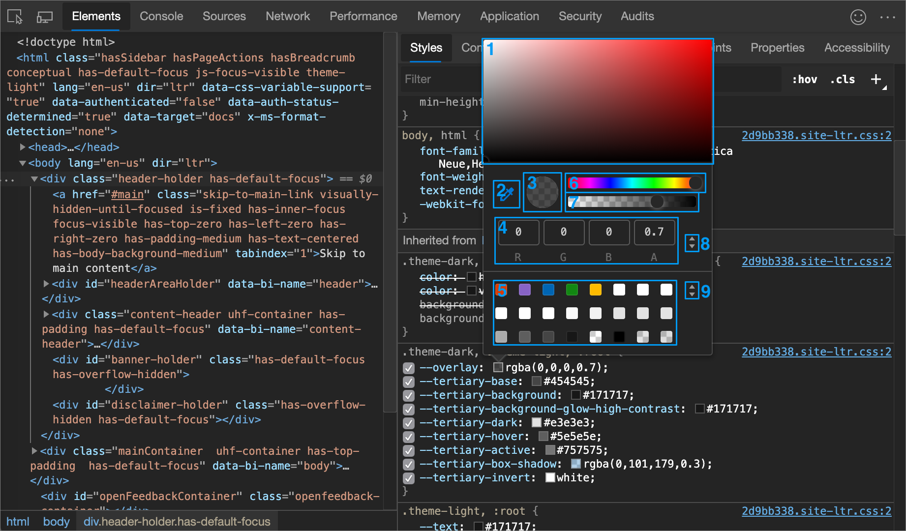 The Color Picker, annotated