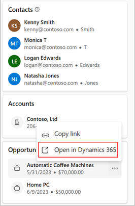Screenshot showing how to open a record in CRM.