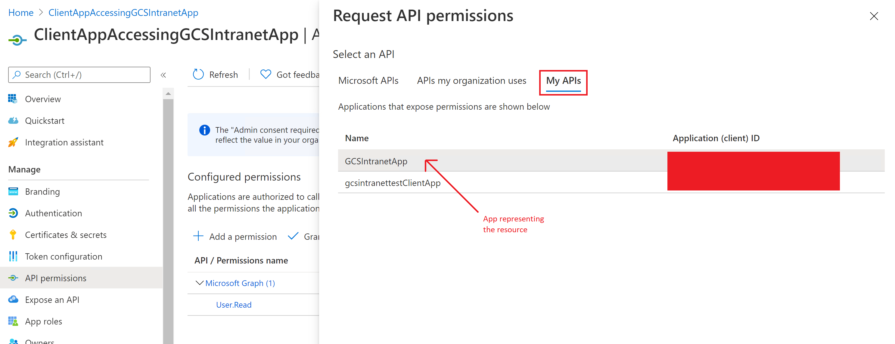 Image showing the section to select an API.