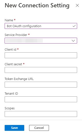 Screenshot shows the additional fields for New Connection Setting.
