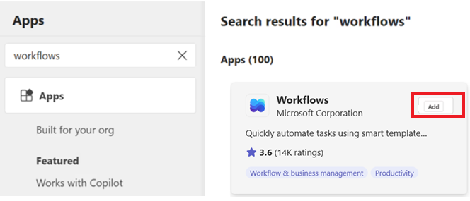 Search for workflows.