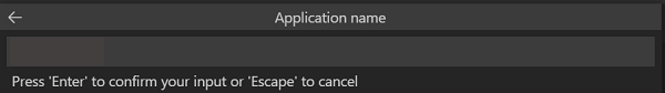 Screenshot shows to enter the application name.