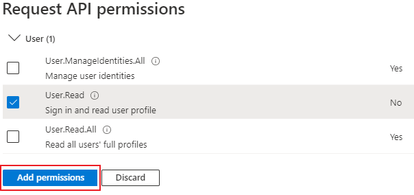 delegated permissions added