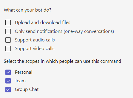 Screenshot of an image showing bot section in the Developer Portal.
