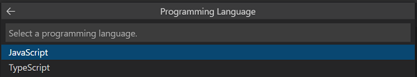 Screenshot shows the option to select the programming language.