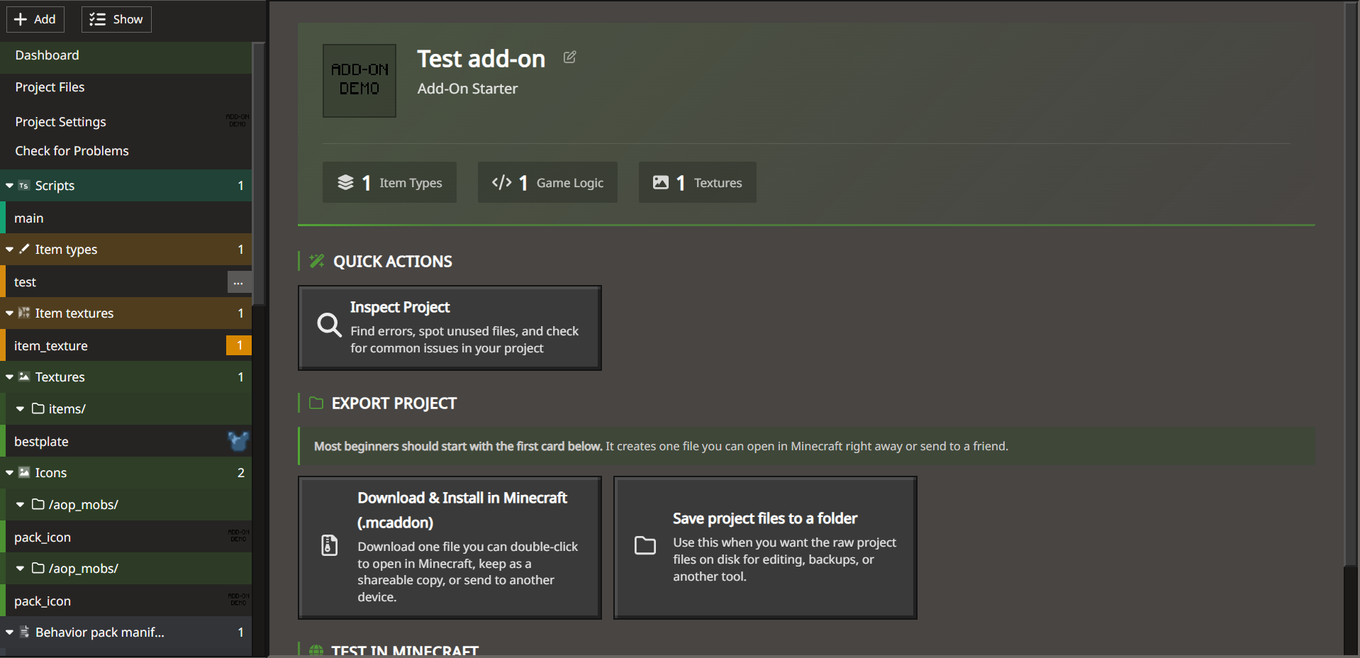 Image of the project editor of mctools.dev