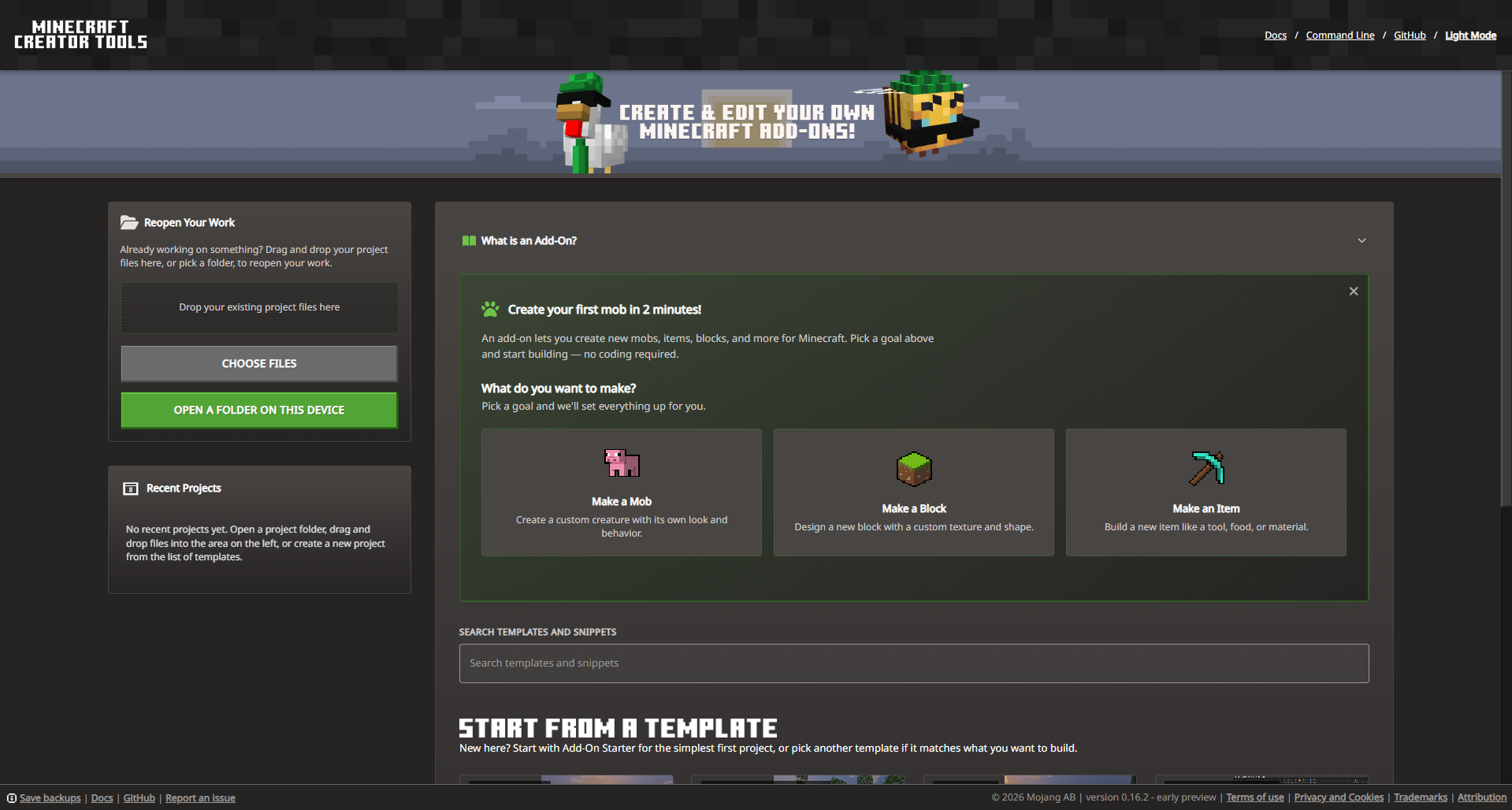 Image of the Home page of mctools.dev