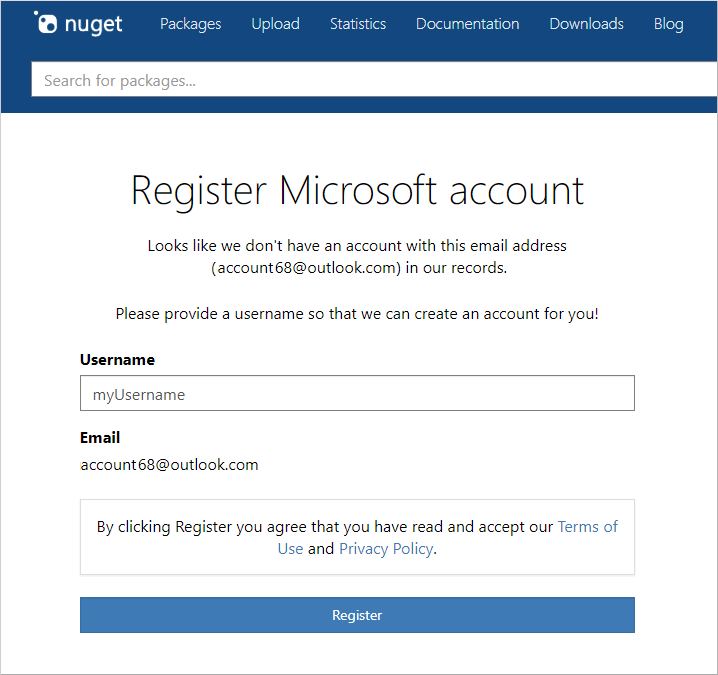 Specify a username on NuGet.org