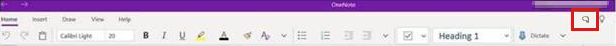 Screenshot of the successful sync icon in OneNote.