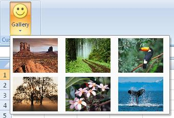 Gallery control with six items in two rows