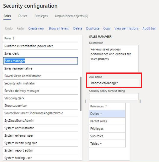 The security configuration page.