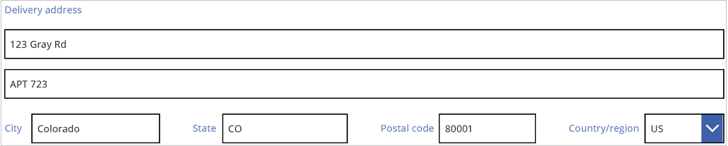 Sales order delivery address with more concise third line.