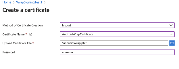 Create a cert for Android.