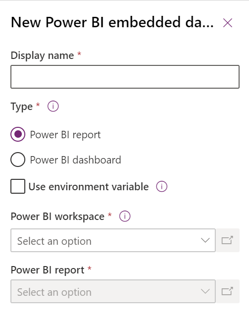 New Dashboard Power BI embedded panel.