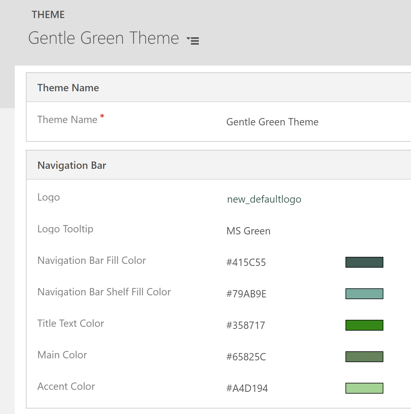 Gentle green theme colors for navigation bar.