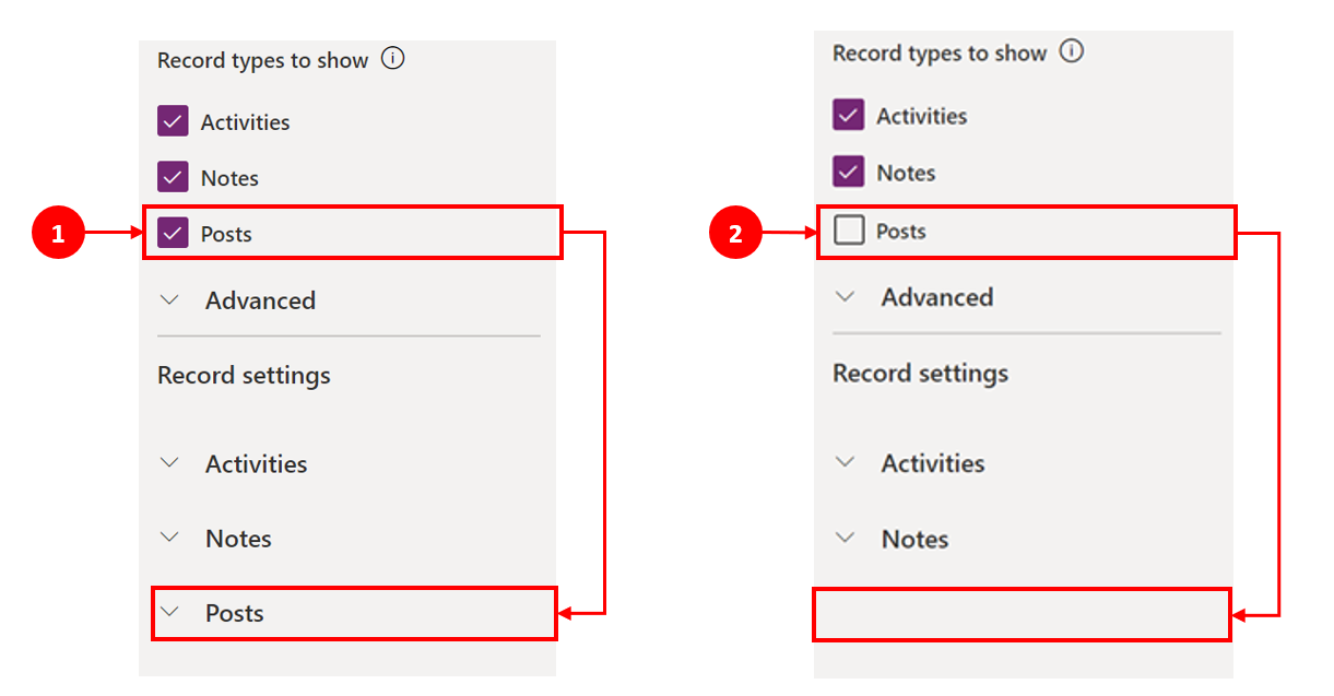 Display options - Advanced - Record Settings.