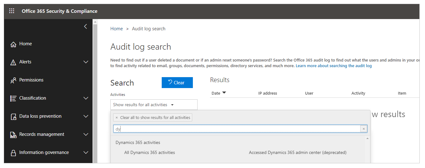 Office 365 audit log..