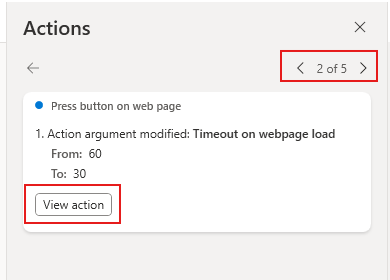 View changes in actions.