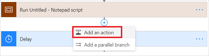 Add an action selected.