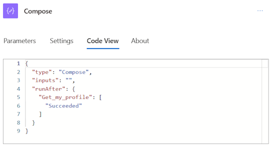 Screenshot of the code view of the Compose action card.