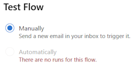 Screenshot of the option for manually testing your flow.