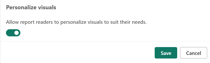 Screenshot of the Personalize visuals checkbox selected.